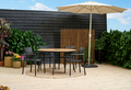 Havebord Montana teaklook Ø130 cm - Sunlife